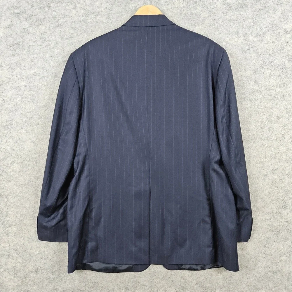 Chaps Ralph Lauren Men's Navy Blue Pinstripe Wool/Cashmere Blazer Size 44R FLAWS